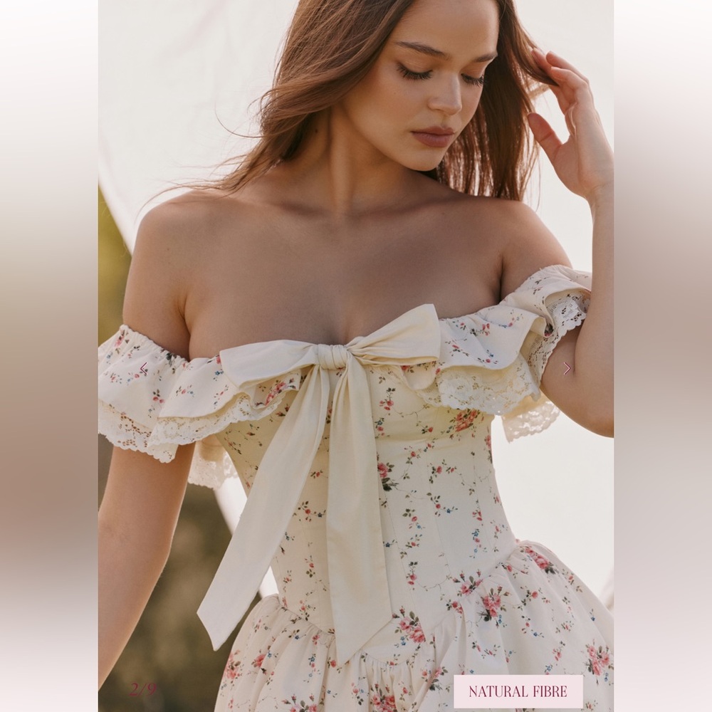 House of CB Stretch Cotton Floral Print Off Shoulder Corset Mini Dress- M - Picture 5 of 10
